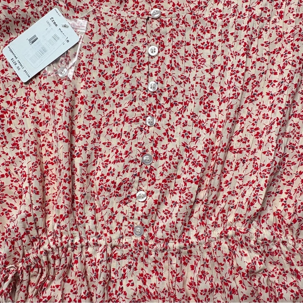 NWT Free People One Fine Day Mini Dress in Tea Combo Size S Red Floral Print - Picture 6 of 14